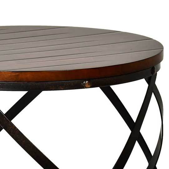 Winston Round End Table Brown Brown Iron