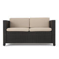 Puerta 4Pc Set Dark Brown Rattan Fabric