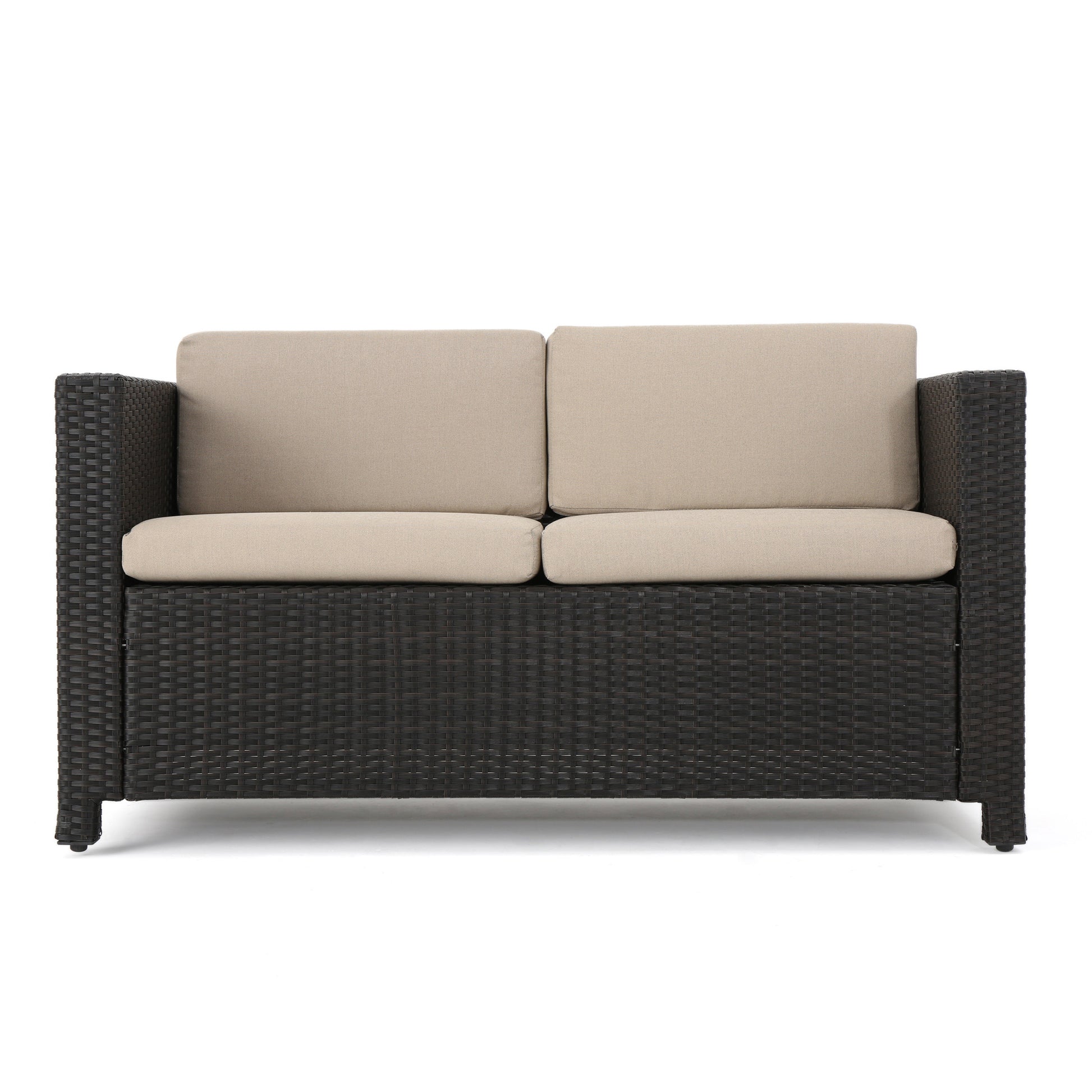 Puerta 4Pc Set Dark Brown Rattan Fabric