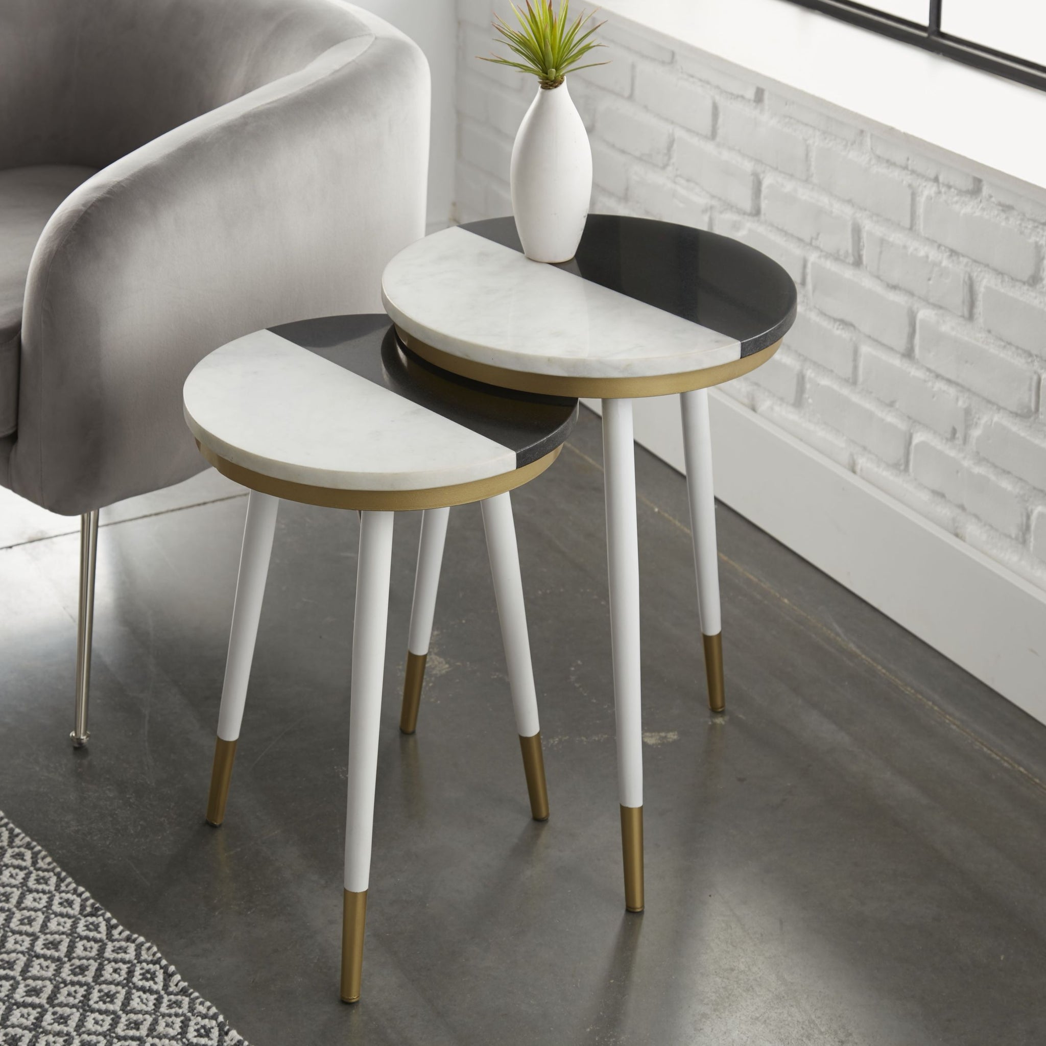 Taj Marble Top Nesting Tables White White Marble