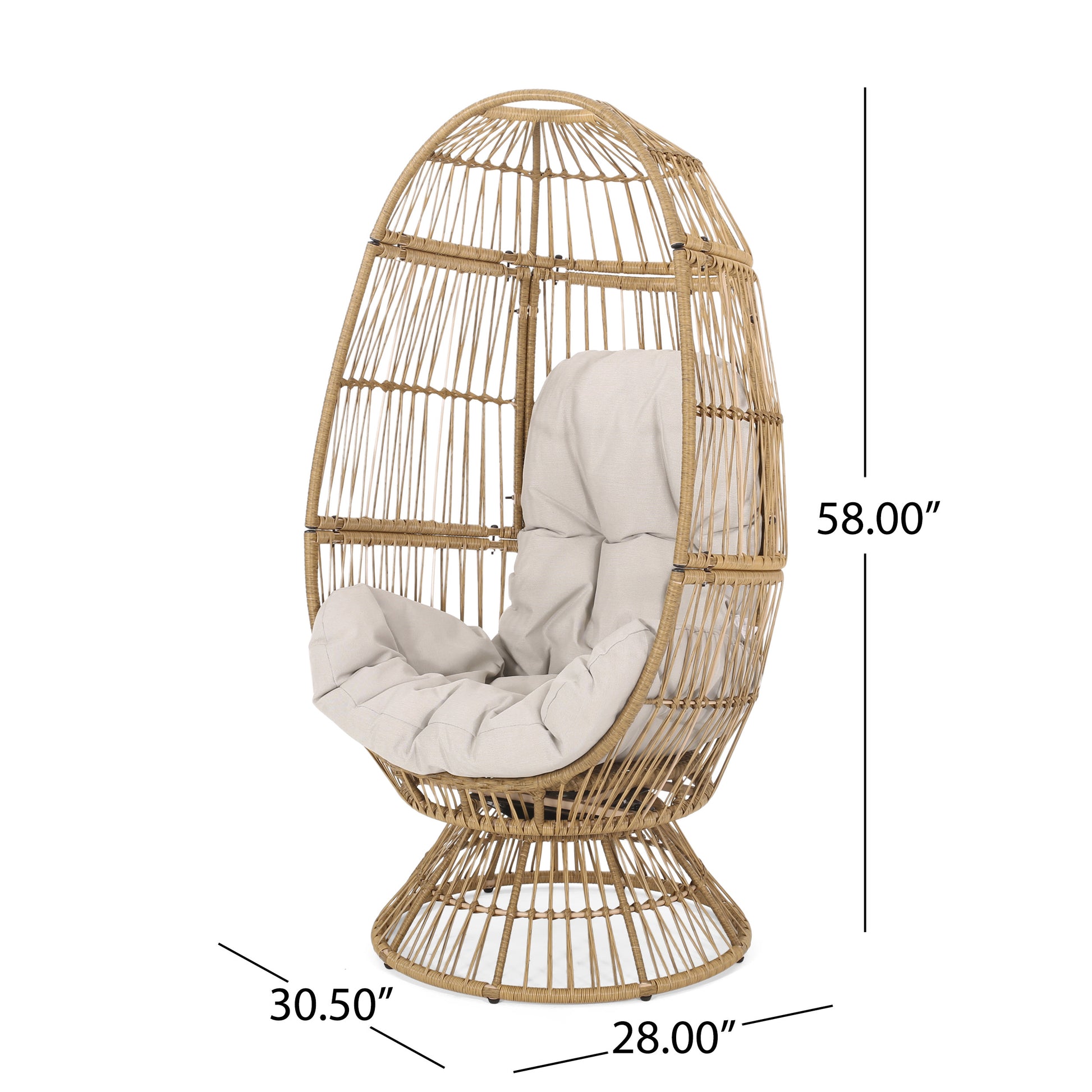 Reseda Swivel Patio Egg Chair Natural Fabric