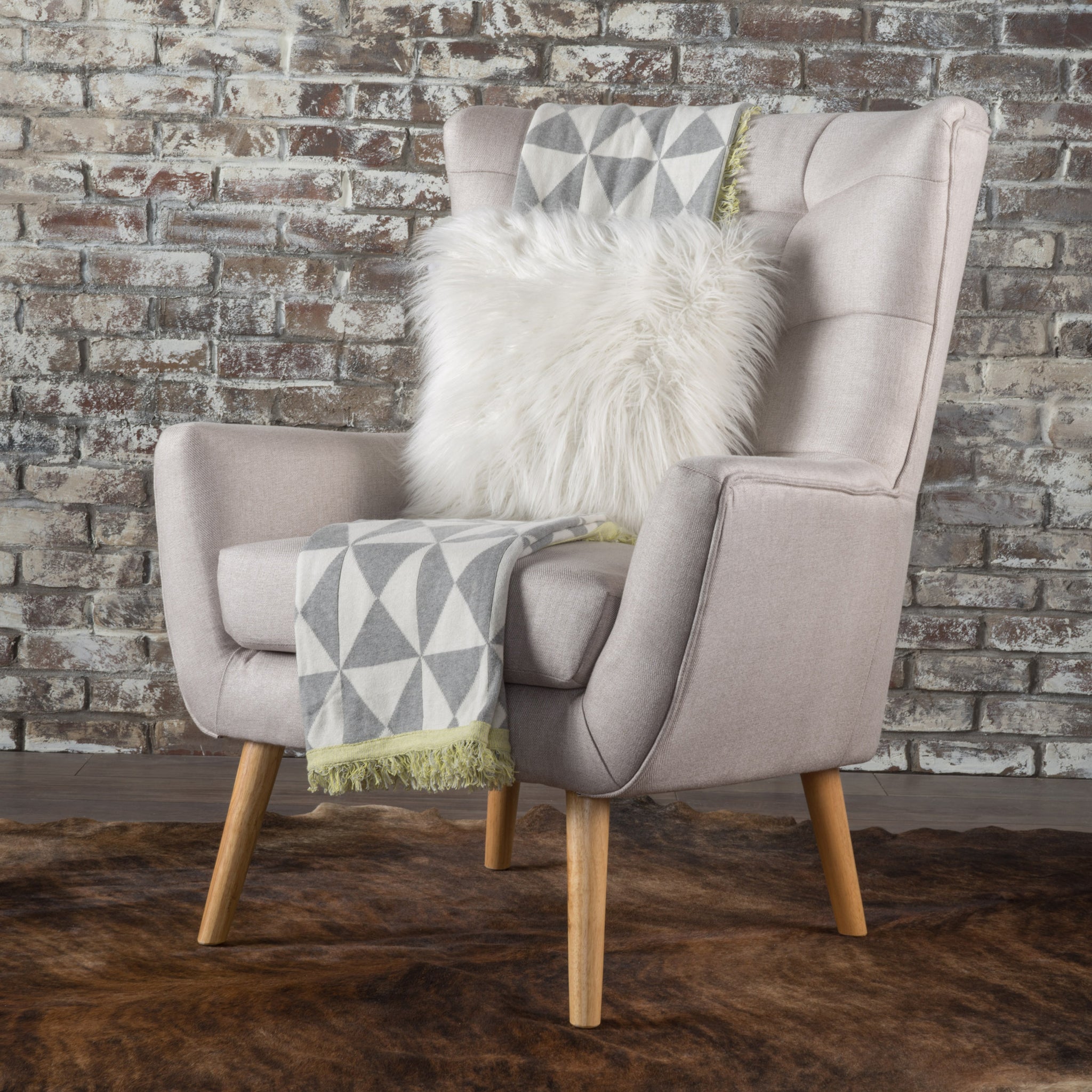 Club Chair Wheat Wood Fabric