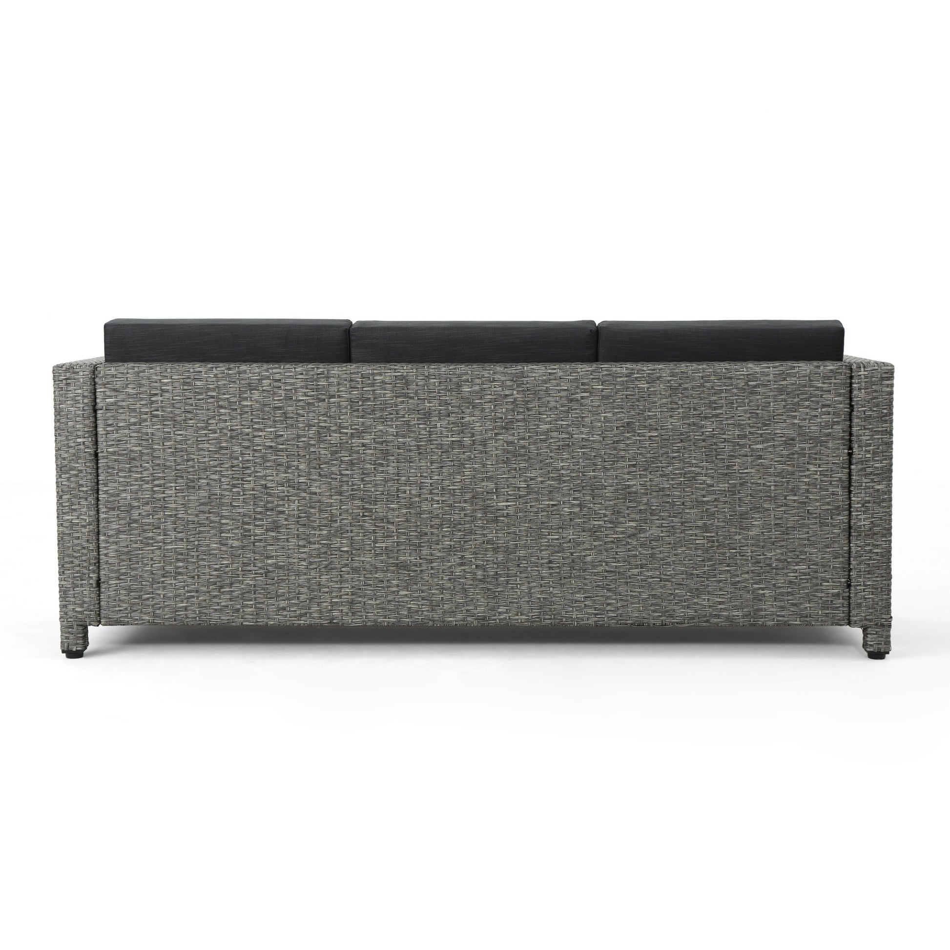 Puerta 3Seater Black Grey Pe Rattan Iron