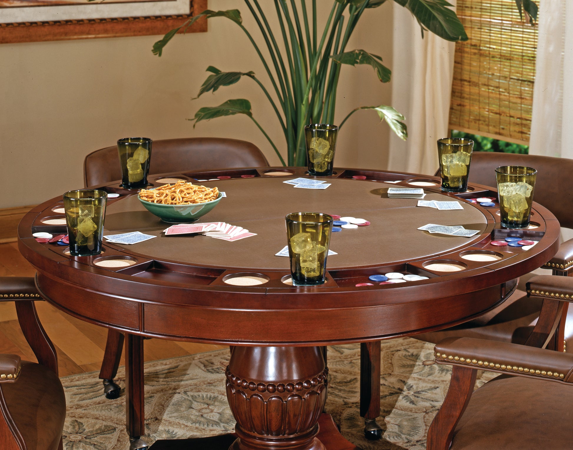 Tournament 5 Piece Dining Or Game Table Set Brown Dark Brown Wood