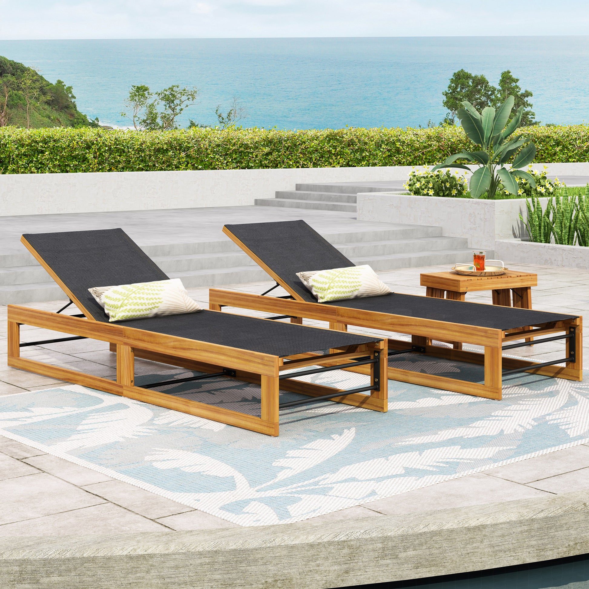 Mia Chaise Lounge Teak Metal & Wood