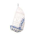 Marlin Hanging Egg Chair Basket White Blue Pe Rattan Iron Waterproof Fabric