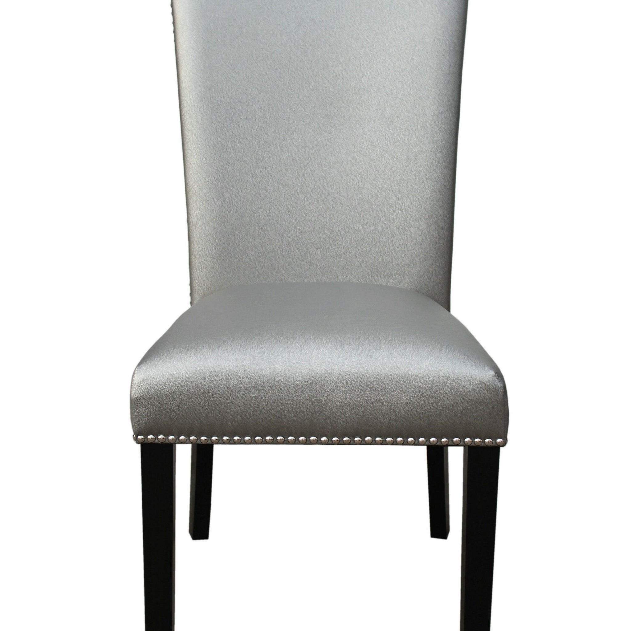 Camila Pu Dining Chair Set Of 2 Silver Silver White Faux Leather