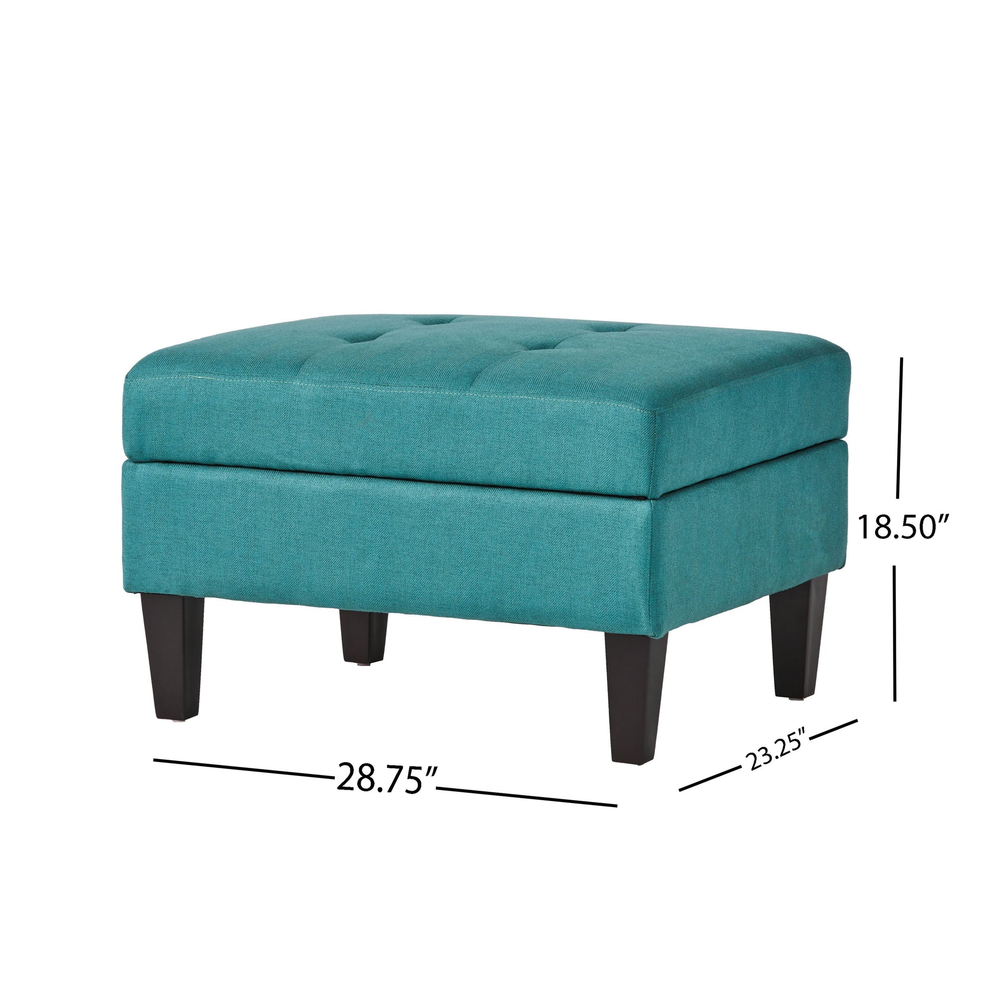 Storage Ottoman Teal Wood Fabric