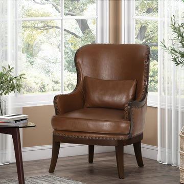 Accent Chair Light Brown Pu