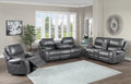 Keily Manual Reclining Sofa Gray Dark Gray Faux Leather 2 Seat