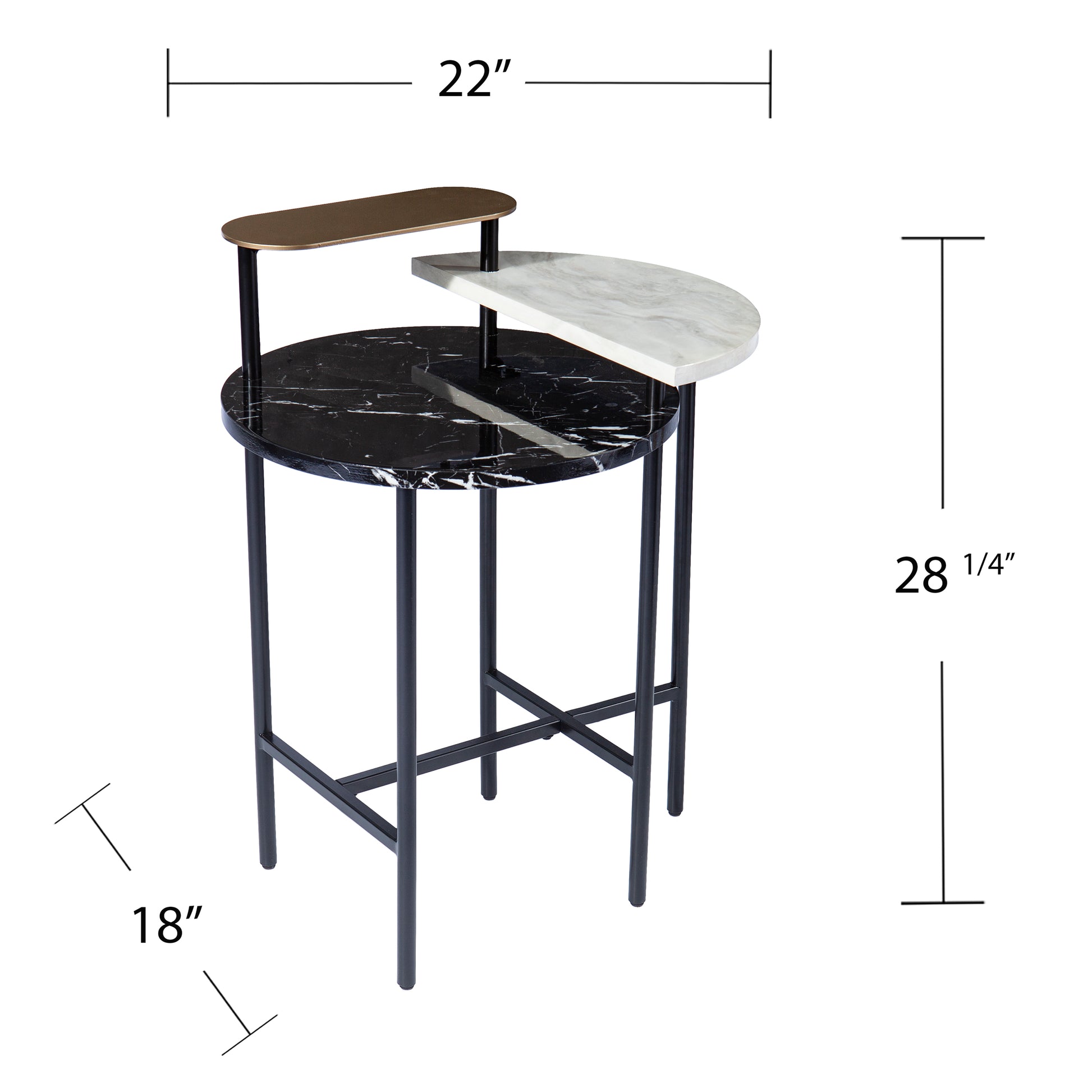 Arcklid Faux Marble End Table W Storage Black Iron
