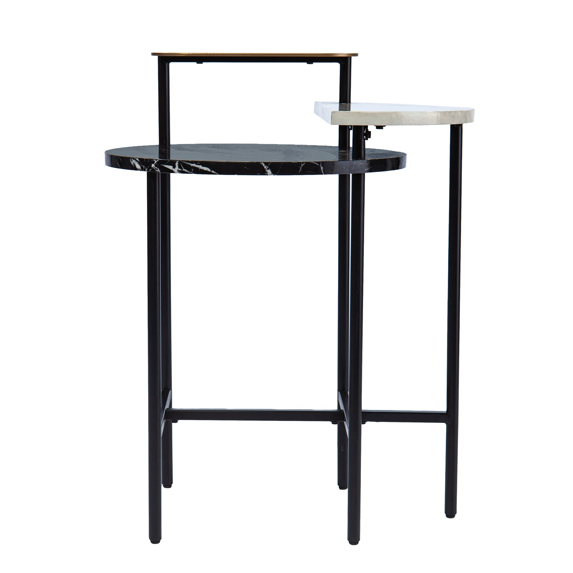 Arcklid Faux Marble End Table W Storage Black Iron