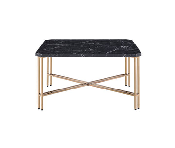 Daxton Faux Marble Top Square Cocktail Table Black Black Wood