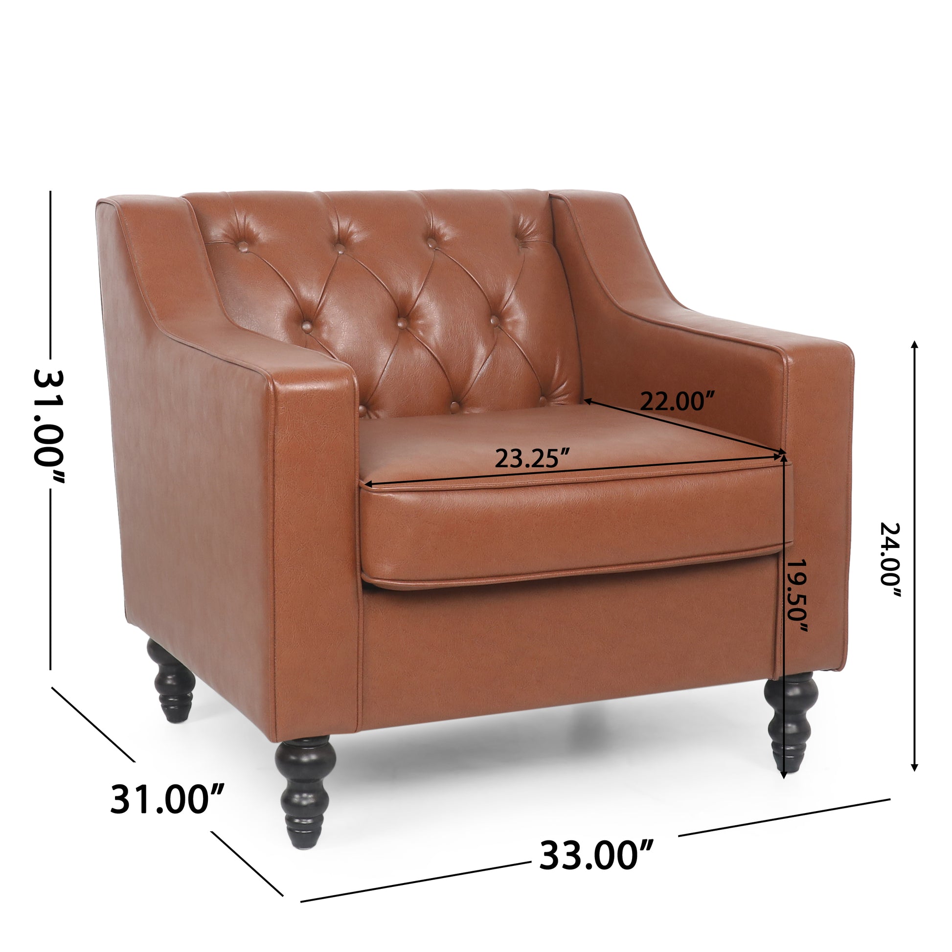 Club Chair Light Brown Pu