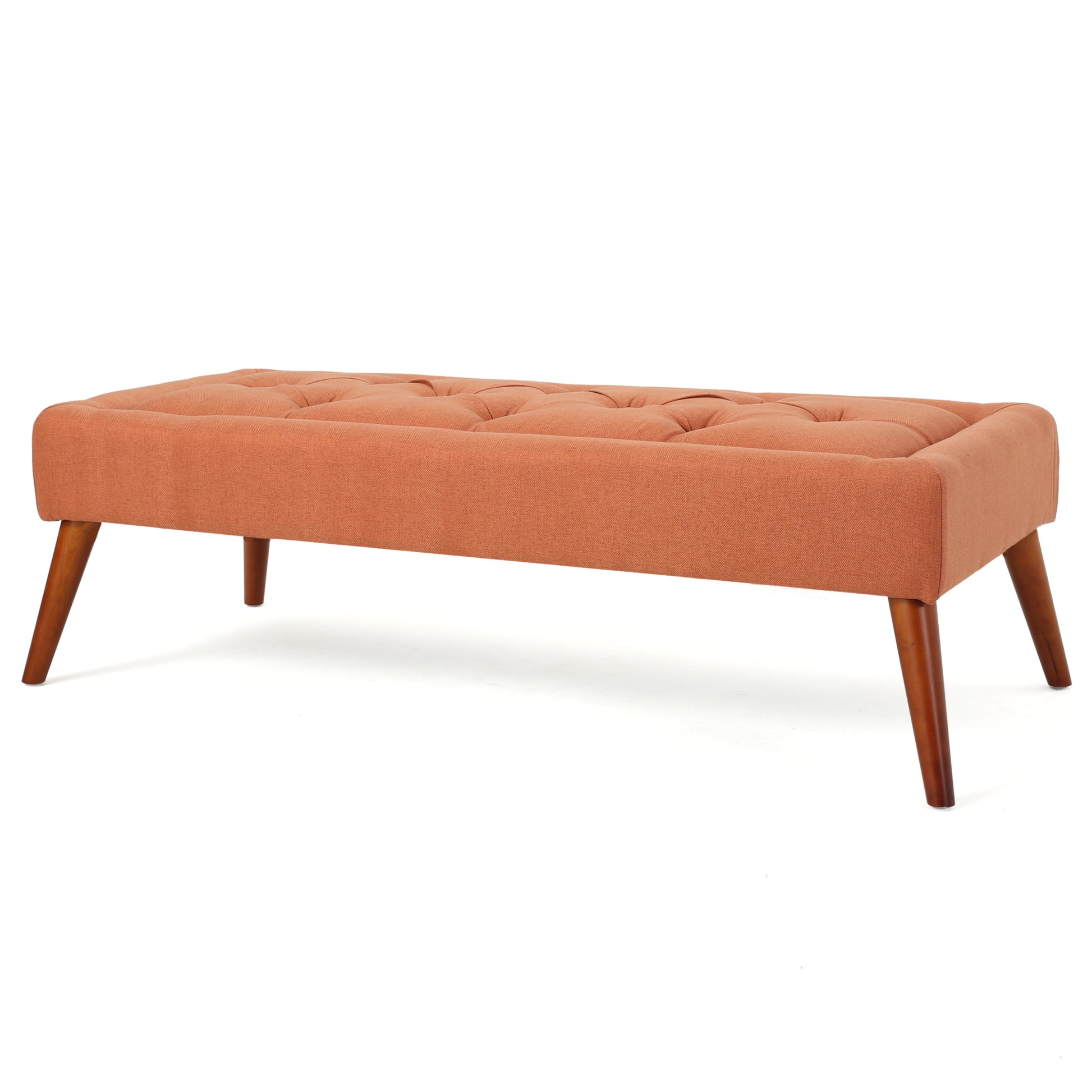Tuft Top Ottoman Orange Fabric