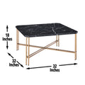 Daxton Faux Marble Top Square Cocktail Table Black Black Wood