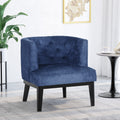 Accent Chair Navy Blue Wood Fabric