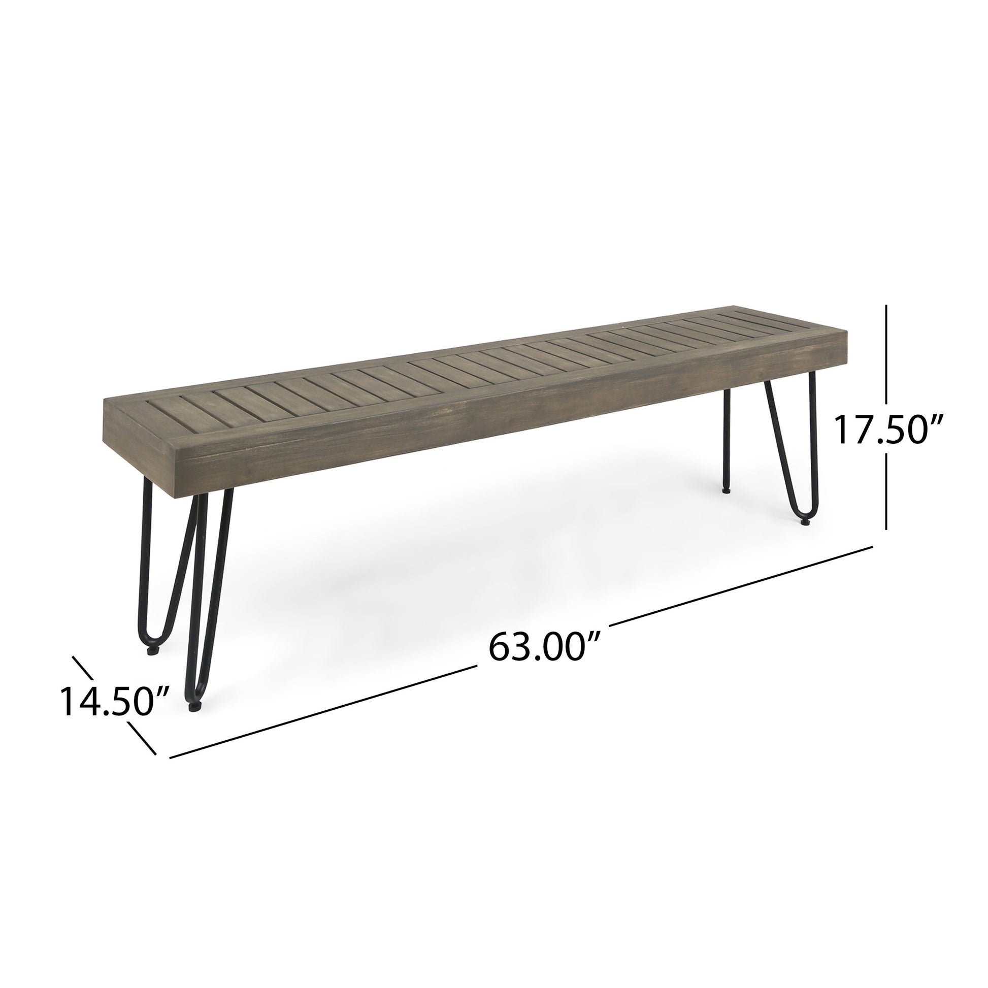Jane Industrial Wood And Metal Bench Grey Metal & Wood
