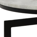 Round Accent Side Table Natural Black Marble Metal