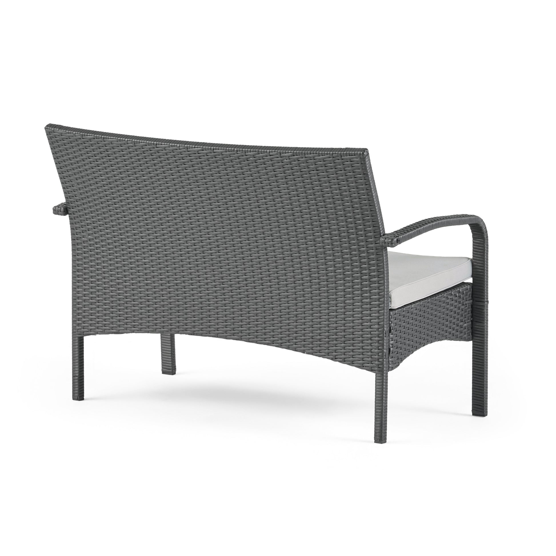 Cordoba Kd Wicker 4 Pc Chat Set Grey Pe Rattan Iron Waterproof Fabric