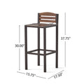 Milos Outdoor Acacia Wood Barstool Set Of 2 Dark Brown Acacia Wood
