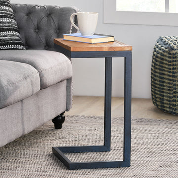 Accent Table Medium Antique Natural Nature Rectangular Wood Metal
