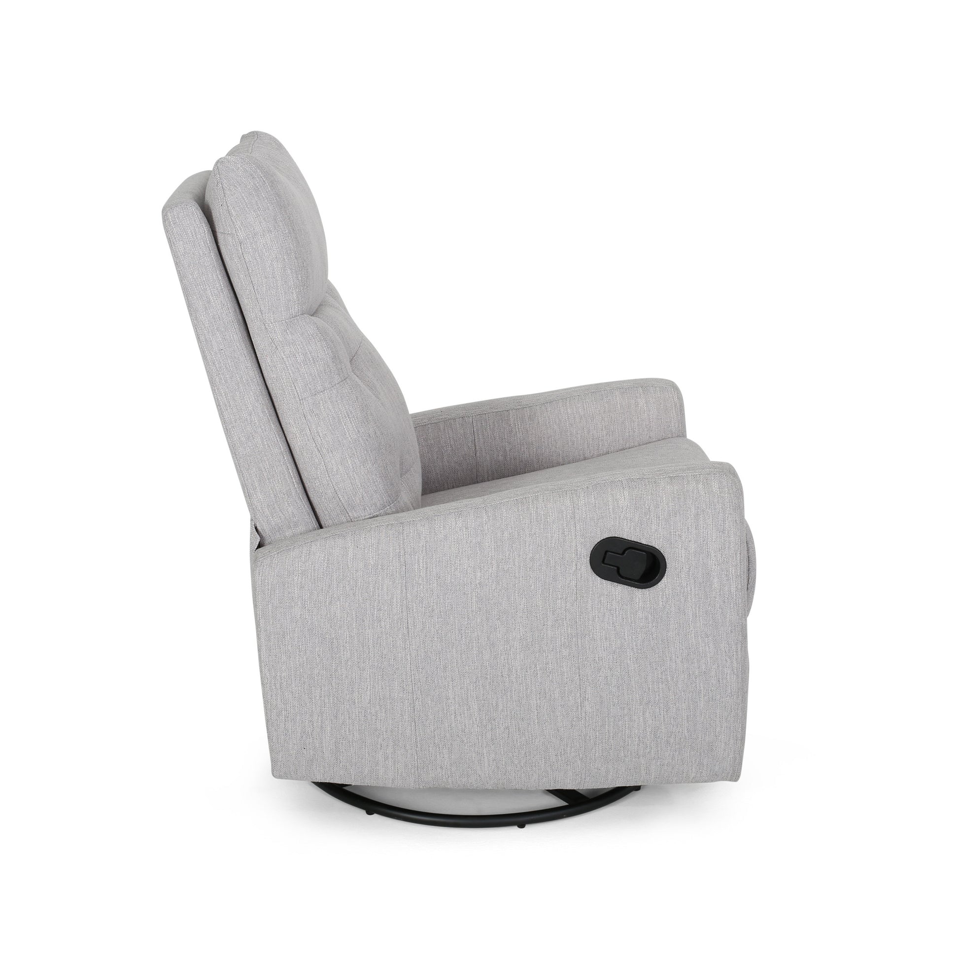 Glider Swivel Recliner Chair Light Grey Fabric