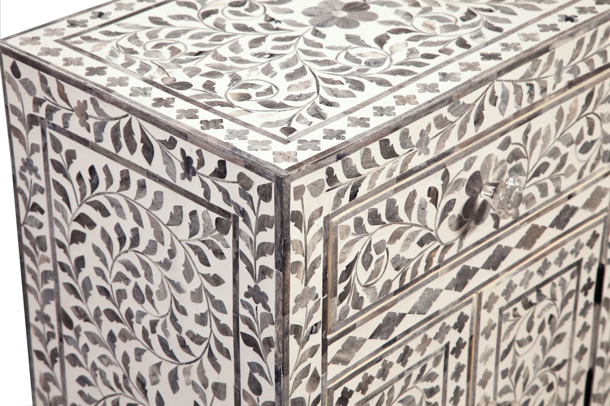 Fowler Accent Cabinet Pearl Silver Silver White Wood