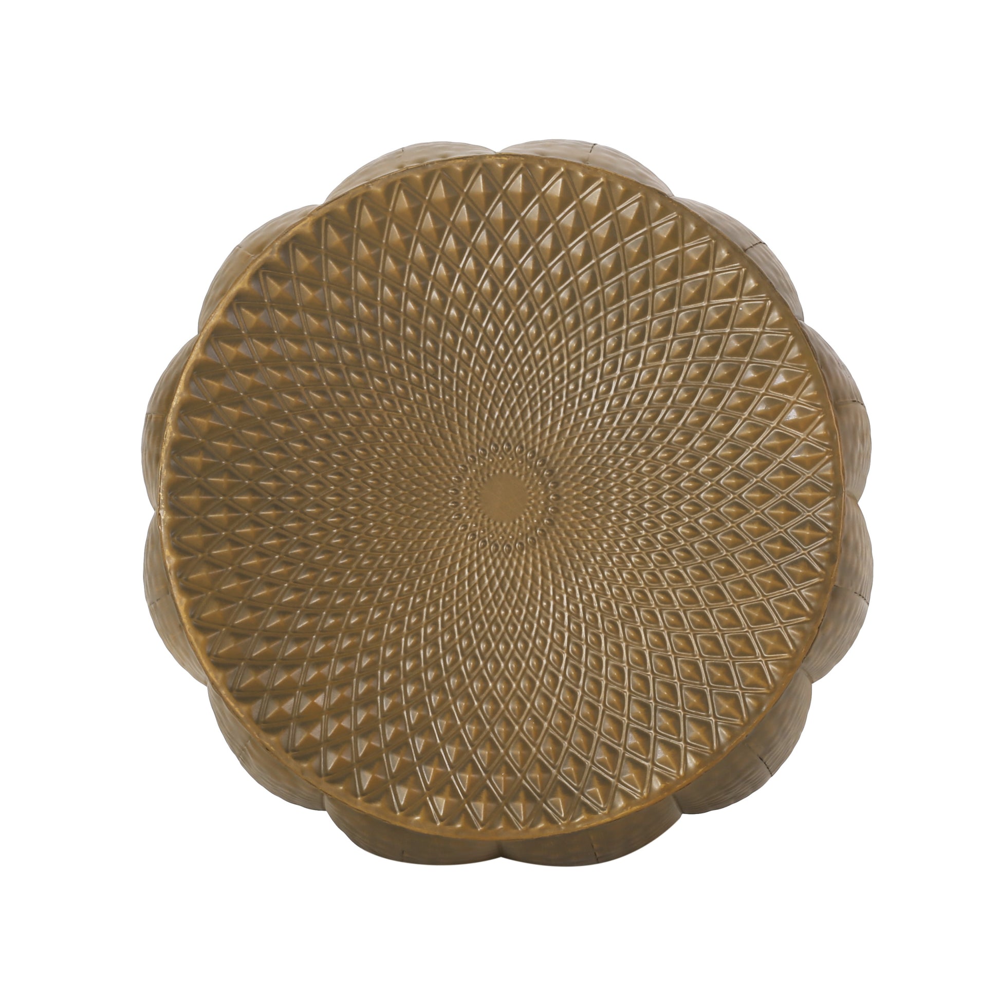 Metal Drum End Table Gold Iron