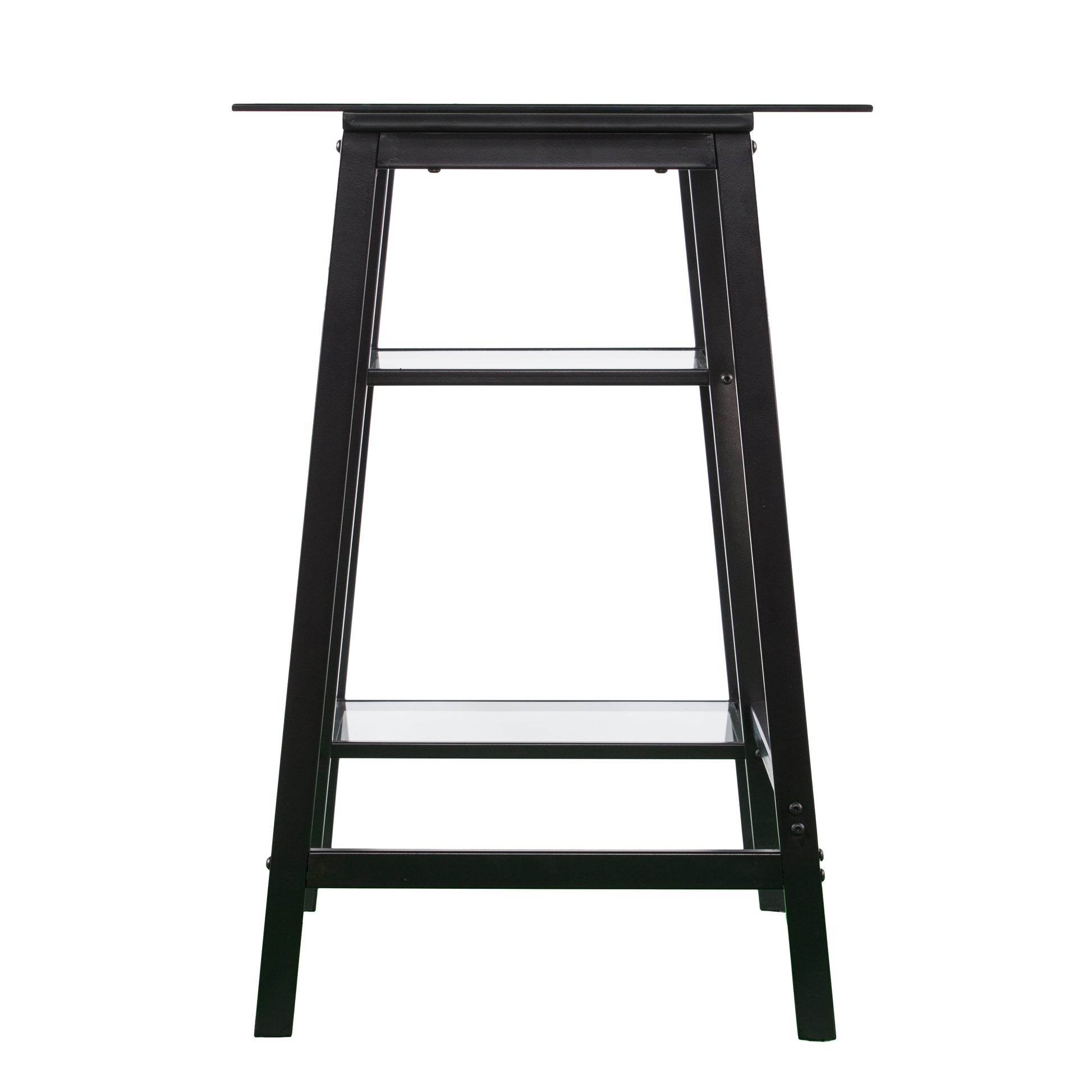 Avery Metal Glass Sawhorse A Frame Writing Desk Black Black Iron